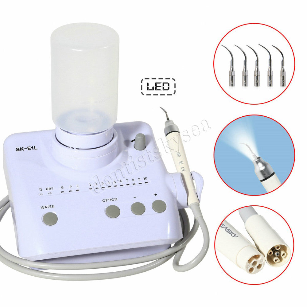 LED Dental Ultrasonic Scaler Piezo Fiber Optic LED Handpiece + Bottles SKYSEA