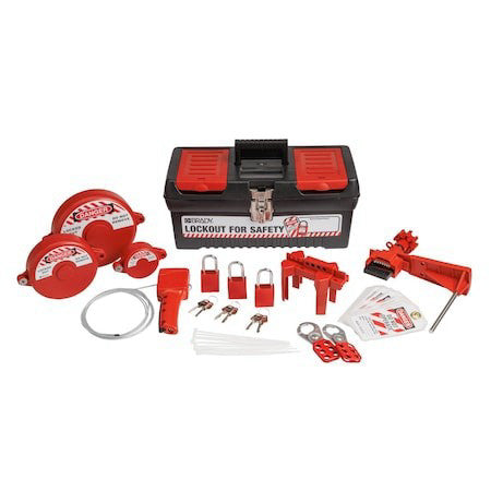 Brady 153671 Lockout Kit,9 Lockouts,10 Tags,Black