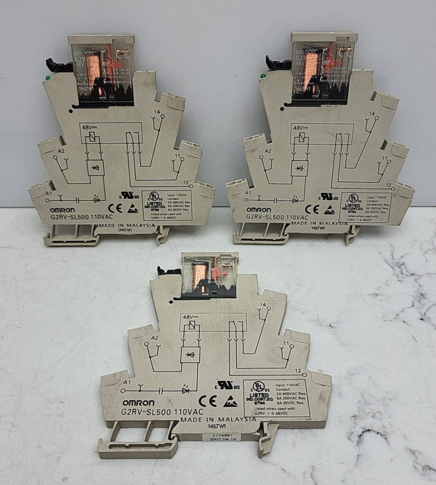 3 Pack Omron G2RV-SL500 Slim Socket G2RV-1-S 48V DC Slim Relay *USED 