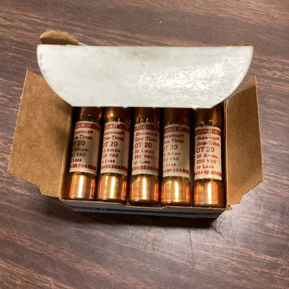 Lot of 5 Gould Shawmut OT20 One-Time 20A Fuse 0T20