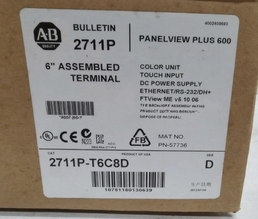 New Allen Bradley 2711P-T6C8D Free Shipping New in Box New Factory Sealed PLC US