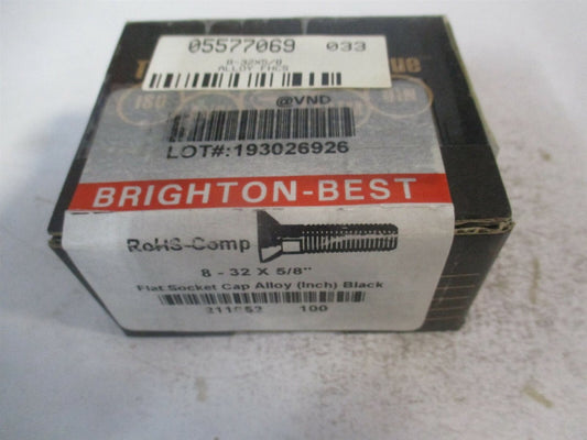 (211052P) #8-32 UNC Hex Socket Alloy Steel 82° Flat Cap Screw - Pack of 100