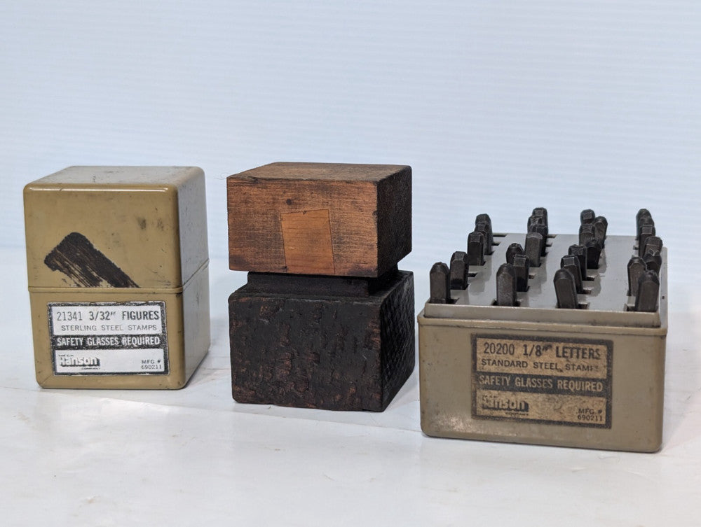 Hanson Hardened Steel Stamps, 3 Sets, 3/32" and 1/8" Characters - As Pictured