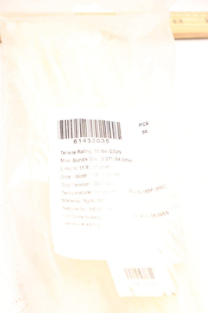 (50-Pk) Pro-Source Cable Tie Duty Natural Standard Nylon 11.9" Long 61432035