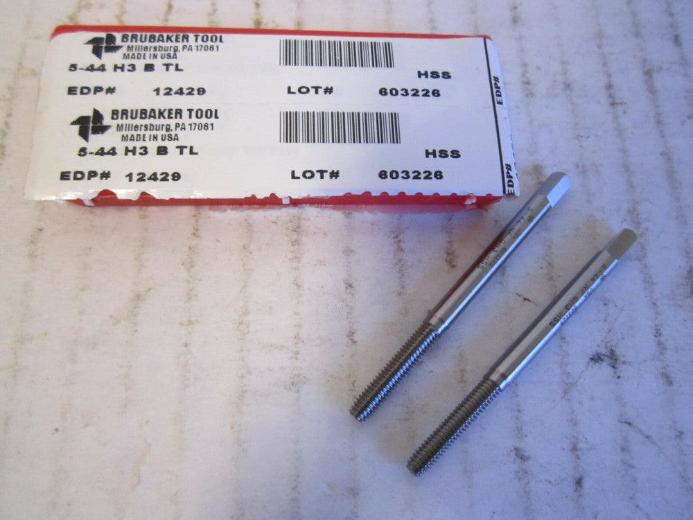 Brubaker Tool (12429) #5-44 HSS H3 Bottoming Thread Forming Taps - Qty 2