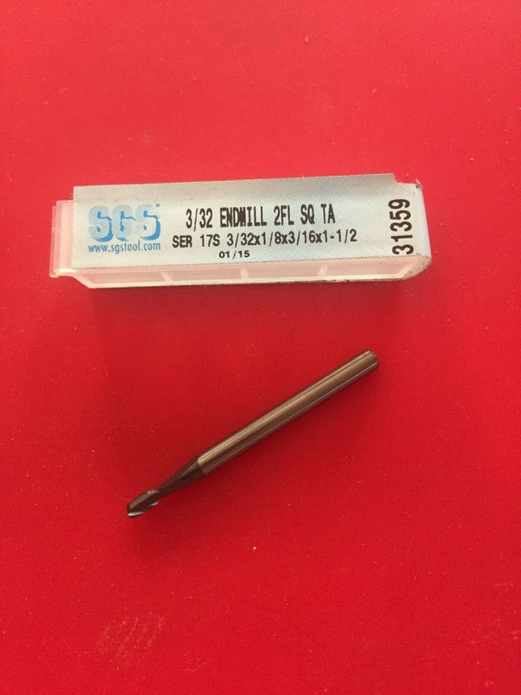 NEW SGS 31359 3/32" Solid Carbide End Mill 2 Flute Square AlTiN Coated