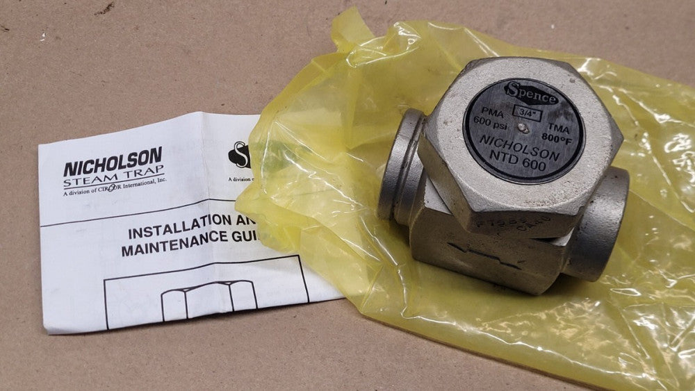 Spence Nicholson NTD 600 3/4" NPT Thermodynamic Steam Trap 600 PSI TMA 800F