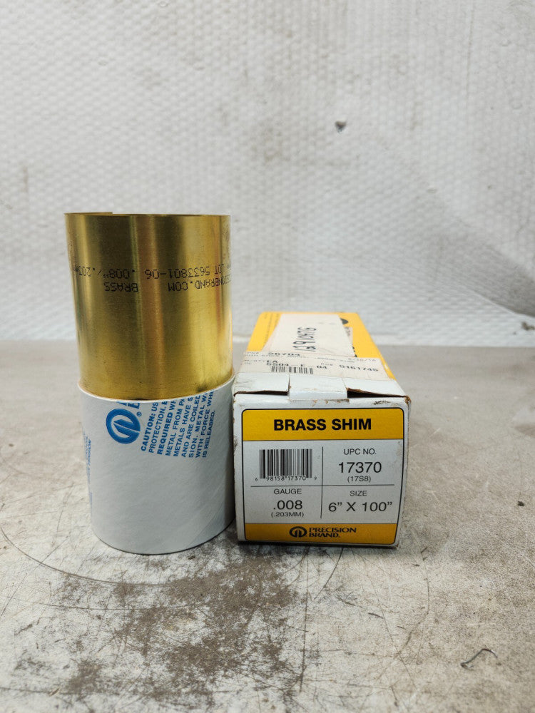 NEW IN BOX PRECISION BRAND BRASS SHIM SIZE 6'' X 100'' GAUGE .008 17370