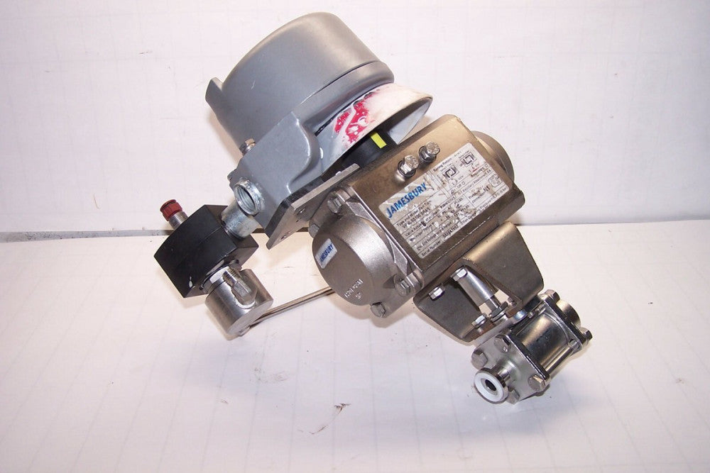 JAMESBURY STAINLESS STEEL ACTUATED BALL VALVE VPVLSS100 W/ STONEL POS. MONITOR