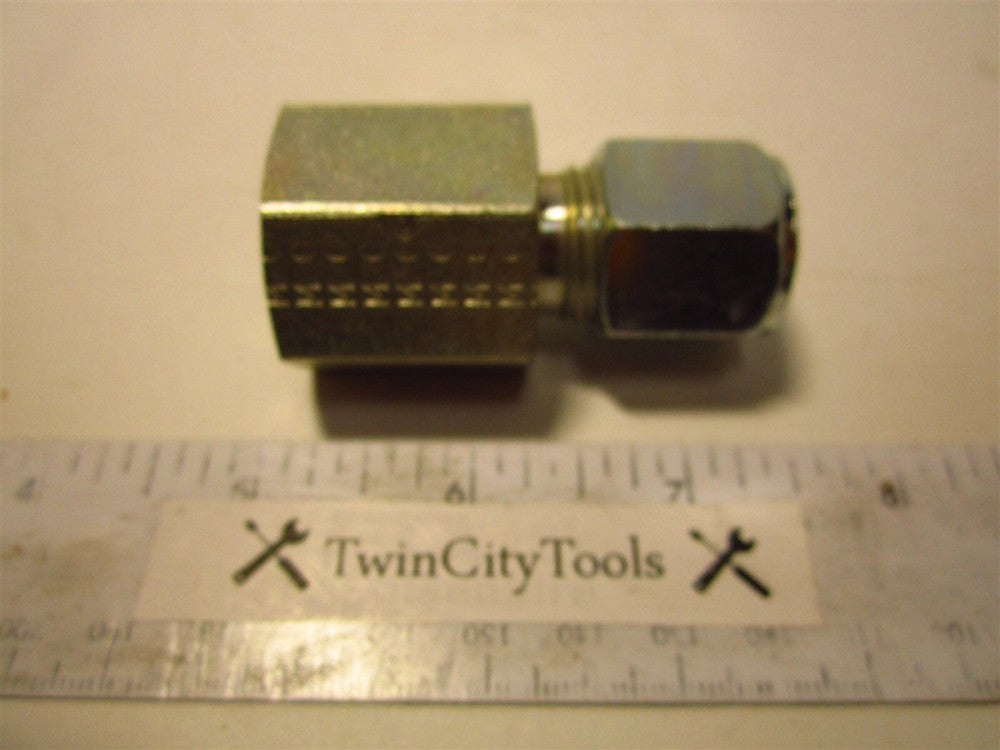(6) Parker 8-8 GBU-S Zinc Plated Steel Female Connectors 1/2" FNPT x Compression