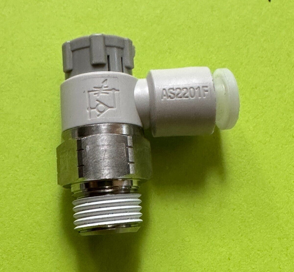 SMC AS2201FG-N01-06SA Flow Control 90° 1/8 MPT x 6mm (Lot of 2) New Fast Ship