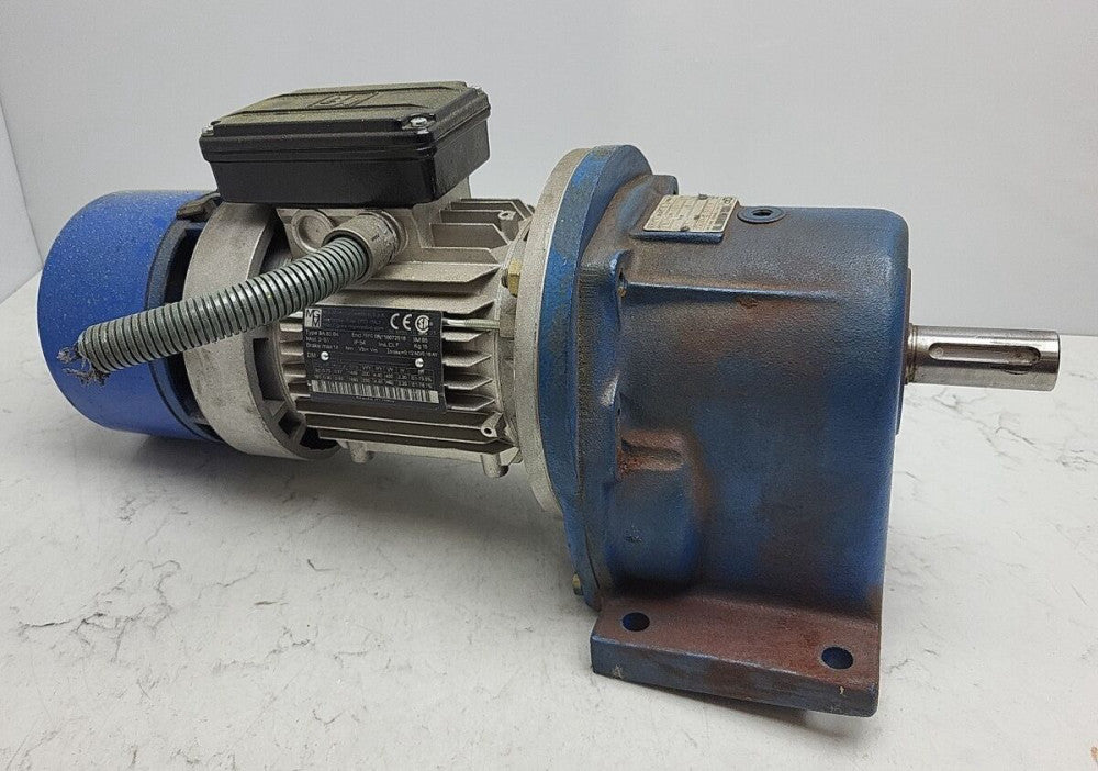 MGM BA80B4 Brake Motor 1400/1680 Rpm w/ Rossi MR31-63-PC1A Gear Reducer 