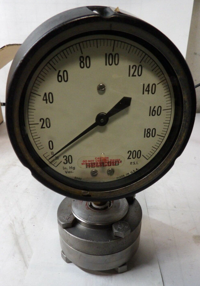 ACCO HELICOID GAGE USA 4 1/2" 0-30 IN HG 0-200PSI GAUGE W/ DIAPHRAM 1/2" NPT  