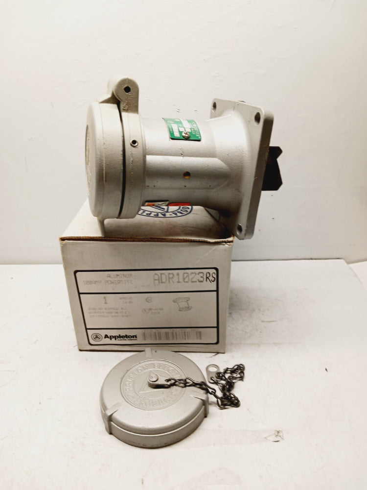 NEW APPLETON ADR1023RS 100 AMP SPRING DOOR WEATHERPROOF RECEPTACLE W/SCREW CAP