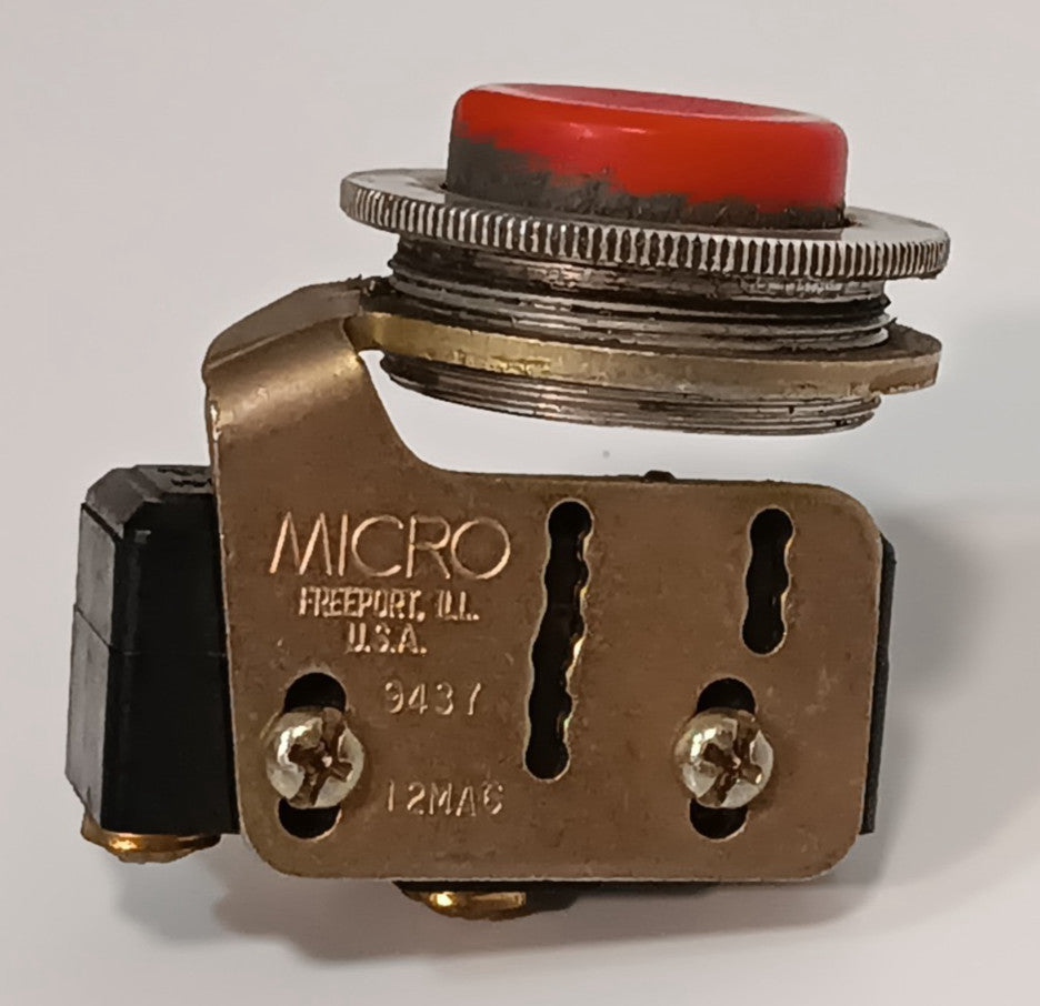 Micro 9437 Red Emergency Push Button Switch 12MAC 15A, 125/250/480VAC, 1/8-1/4HP