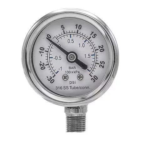 Pic Gauges Pro-301D-158Cc-01 Industrial Compound Gauge, 30 To 0 To 30 Psi, 1