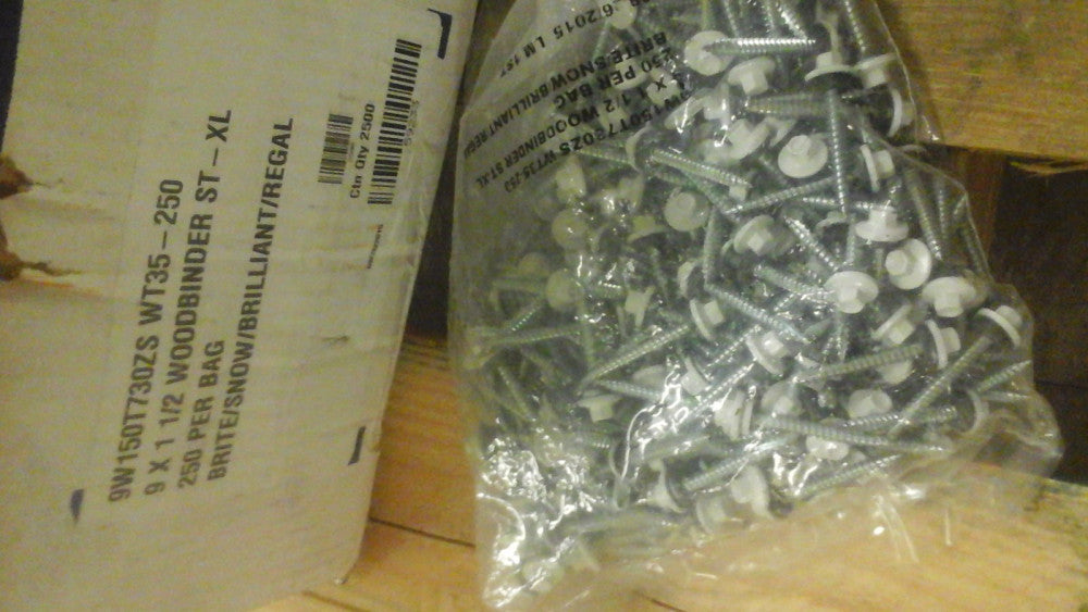 NEW WOODBINDER METAL BUILDING FASTENERS / SCREWS 9 X 1 1/2 ST - XL 250PC BAG
