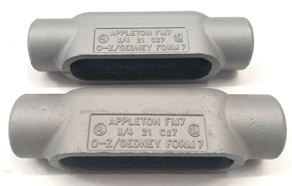 C27-3/4" C FM7 CONDUIT BODY APPLETON HUB SIZE 3/4" GRAYLOY IRON   LOT OF 2