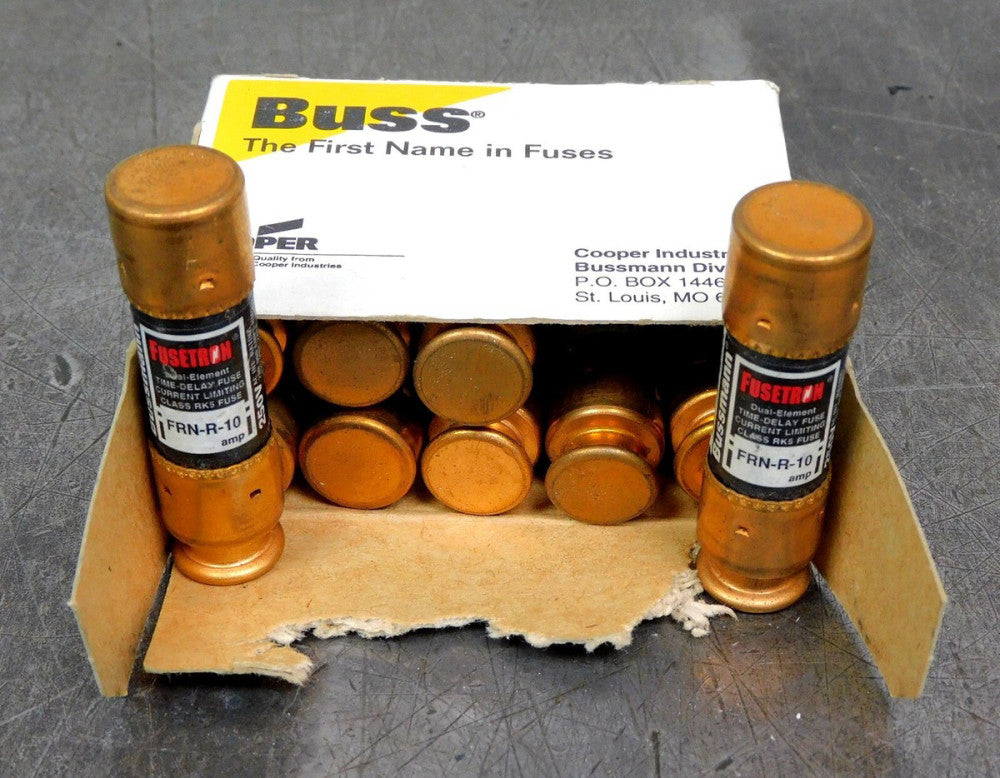 Cooper Bussmann - Fusetron FRN-R-10 Dual Element Time Delay Fuse Lot of (10) Ten