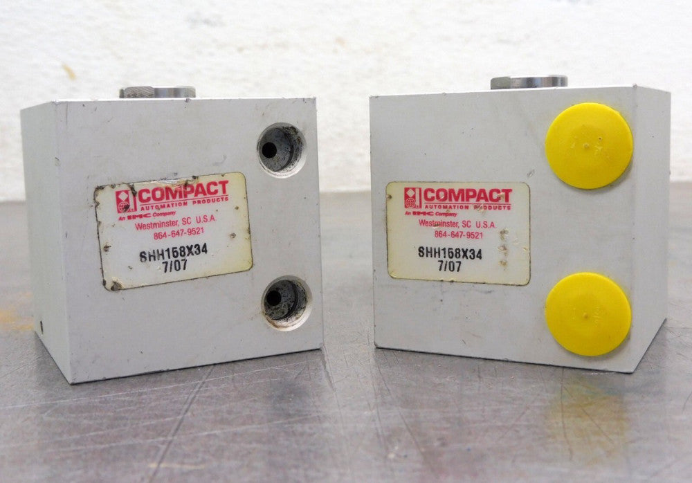 Compact Automation SHH158X34 Double Acting Air Cylinder 1-3/8" 1/4"Bore Lot of 2