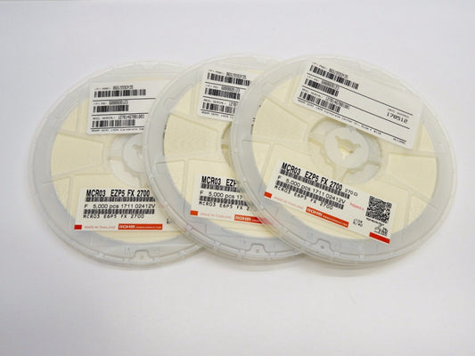 (15,000 pcs) Rohm Chip Resistors MCR03 EZP 5 FX 2700 (3 rolls of 5,000 ea) NEW
