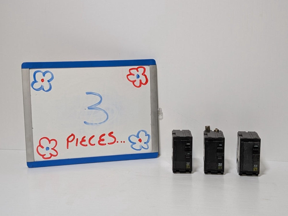 Lot of 3 Square D QO225 Circuit Breakers, 25 Amp, 2-Pole