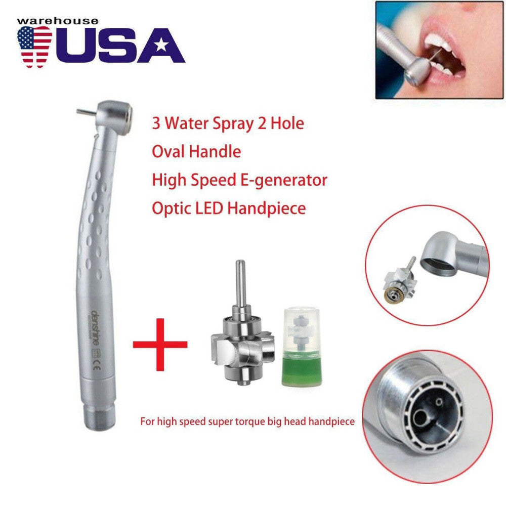 Dental High Speed E-generator Fiber Optic LED Handpiece 3 Water Spray 2 Hole~new