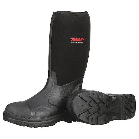 Tingley 87151 Men's Badger Tall Rubber Boots, Plain Toe, 15 In Height, Black, 11