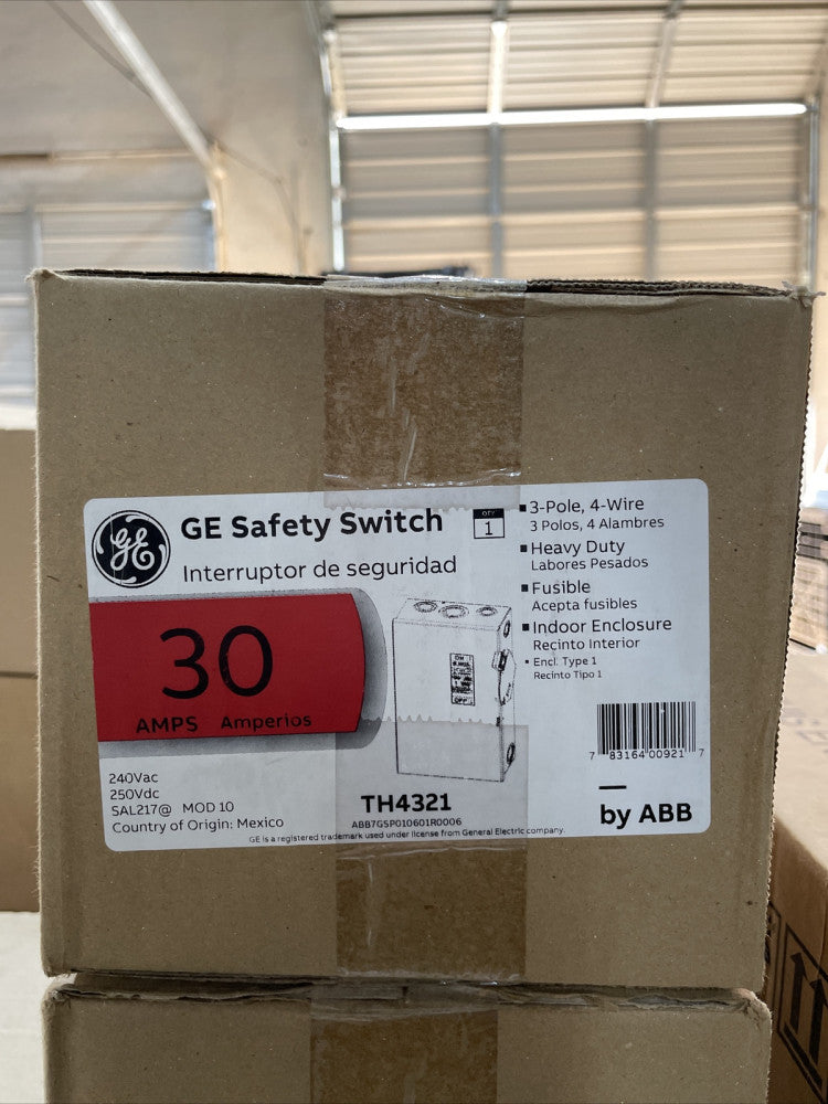 GE TH4321 30 Amp 240 Volt 3 Pole 4 Wire Fusible Safety Switch Indoor Enclosure