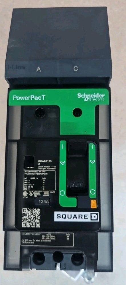 BDA261252 - Schneider Electric I-Line 600V 125A 2 pole 18kA@480V NTO