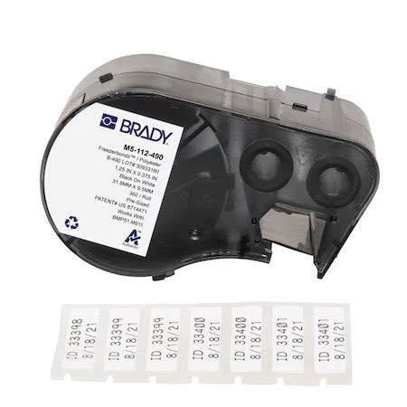 Brady M5-112-490 Precut Label Cartridge,White,Matte