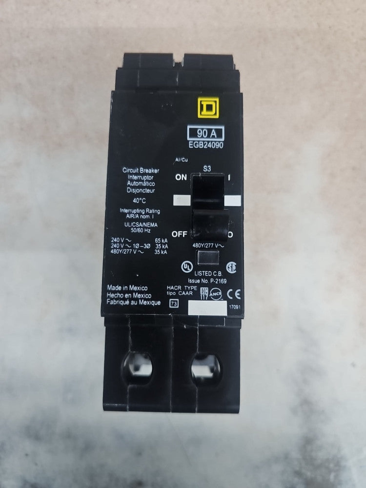 Square D EGB EGB24090 2 Pole 90 Amp 480V Circuit Breaker NT  NTO