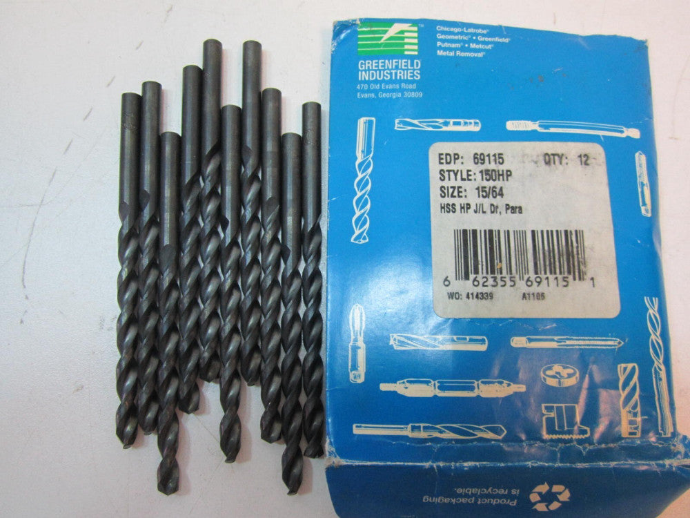 Chicago-Latrode (69115) 15/64 General Purpose HSS Jobber Length Bits - Lot of 10