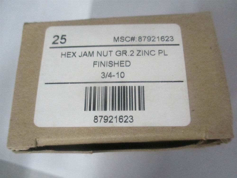 (330190P) 3/4-10 UNC 1-1/8" OAL RH Steel Right Hand Hex Jam Nut - Pack of 25