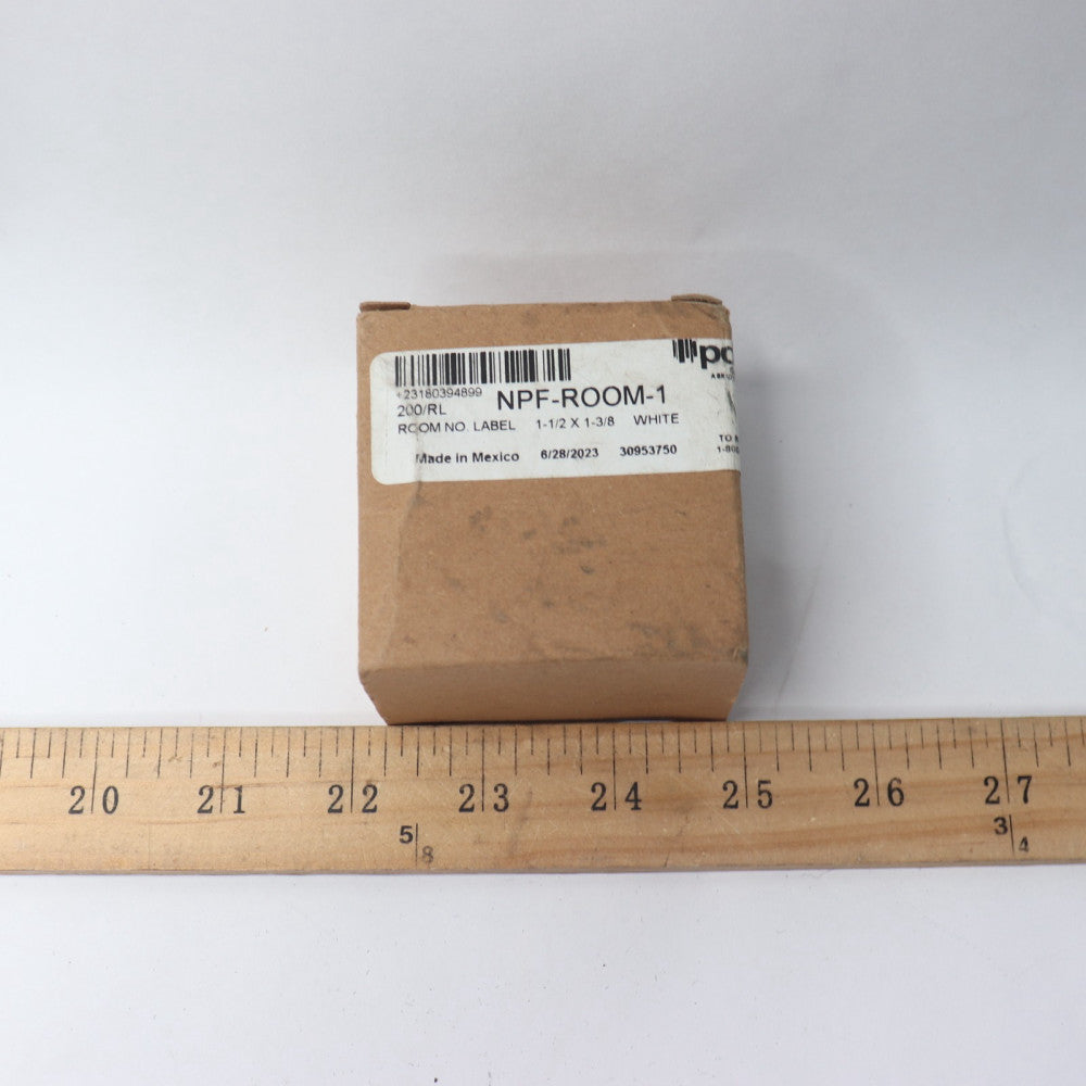 PDC Label Paper Removable Room No. White 200/Roll 1" Core 1 1/2" x 1"