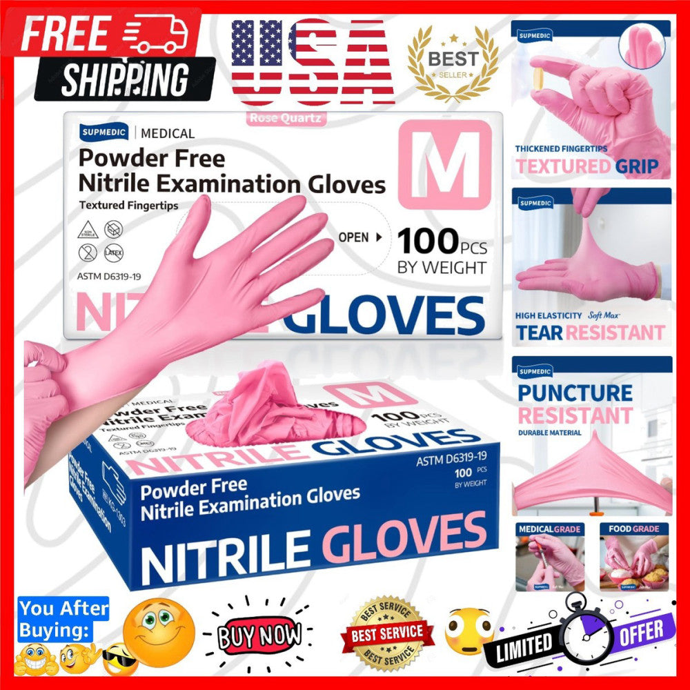 Nitrile Exam Gloves, Powder-Free Latex-Free Disposable Glove for Medical Cook...