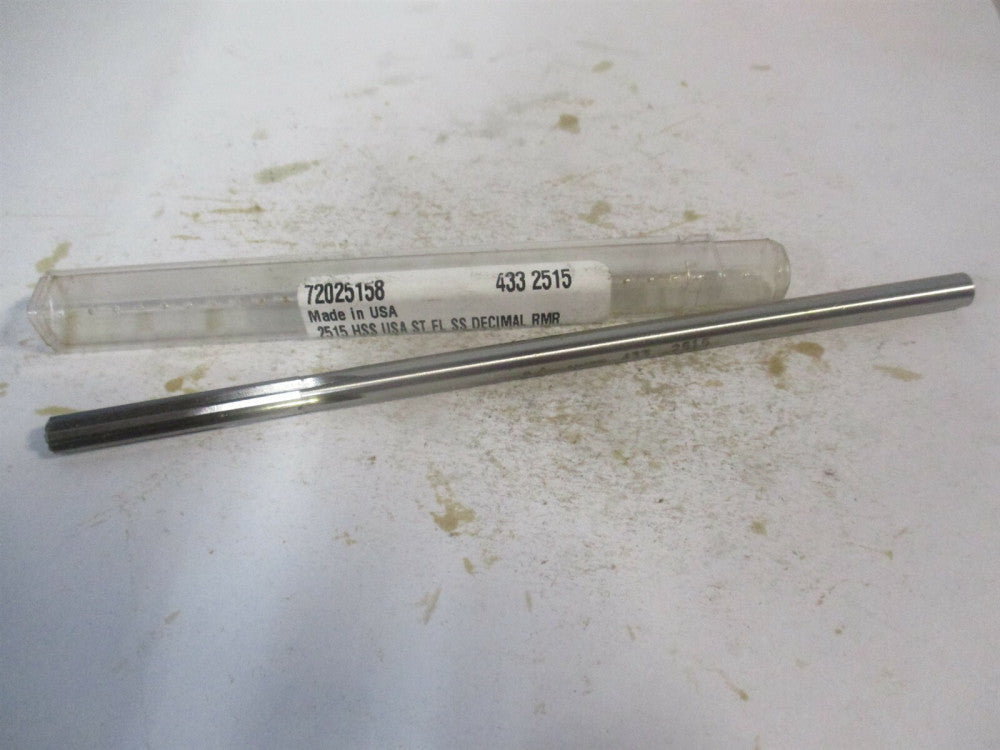 (433-0.2515) 0.2515" x 1-1/2" x 6" Straight Shank HSS 6-Flute Chucking Reamer 