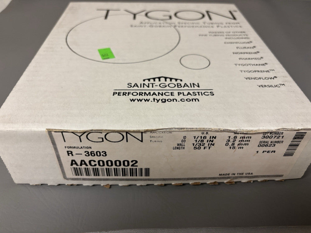 TYGON AAC00002 R-3603 1/16" ID 1/8" OD Clear Flexible PVC Tubing 50 FT