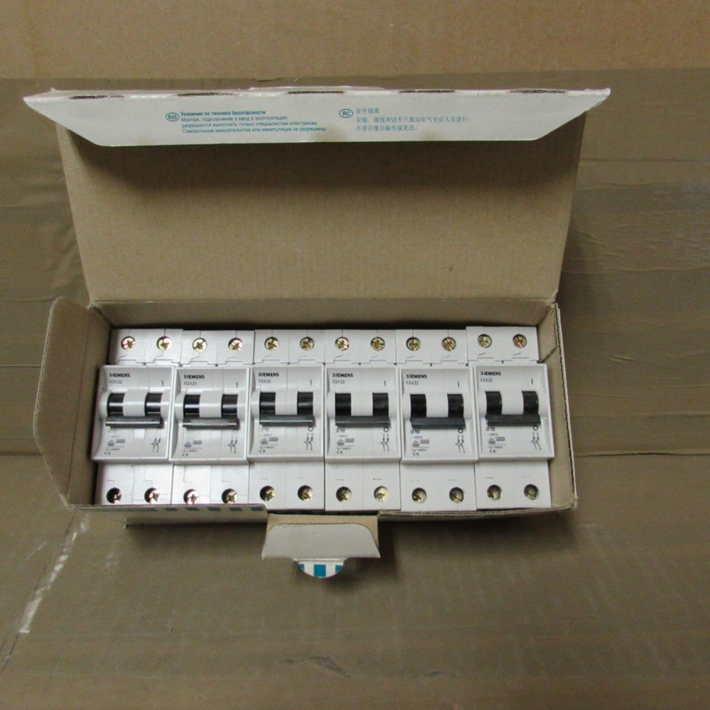 1LOT -6QTY SIEMENS 5SX2 210-8, 10A MINIATURE CIRCUIT BREAKER, 400V/2P, NIB! MO!!