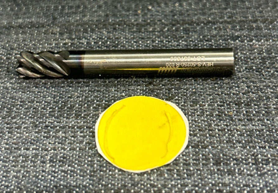 HELICAL 5 FLUTE END MILL HEV-S-50250-R-.020  CUT DIAMETER .2500 OAL 2"