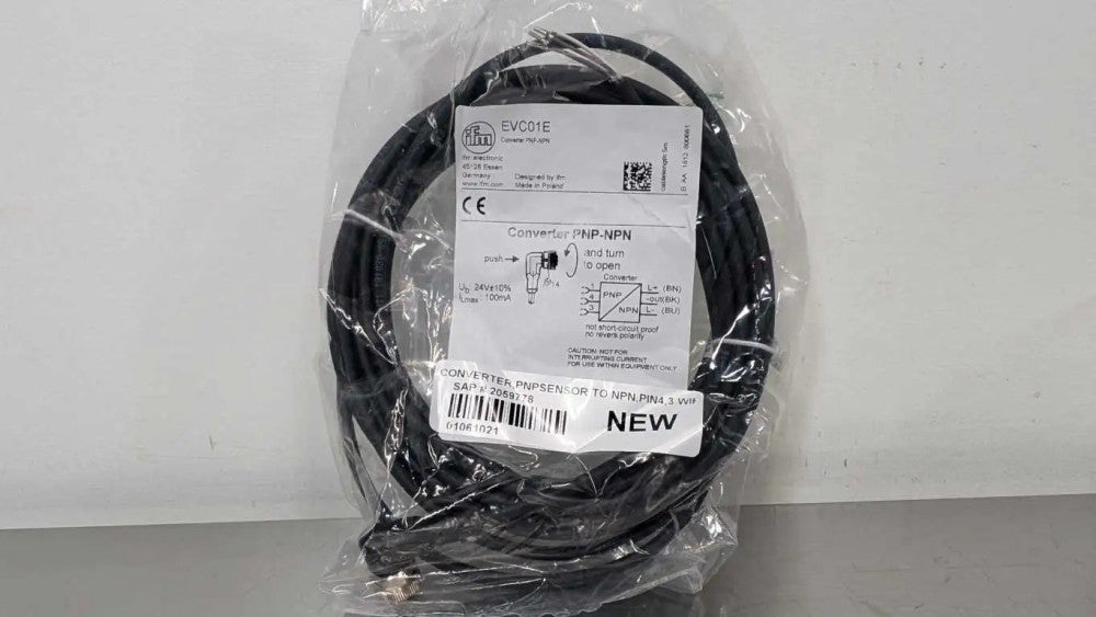 IFM Efector EVC01E Cordset Converter PNP-NPN 5m M12 Black 4 Pin Female 4 Wire 22