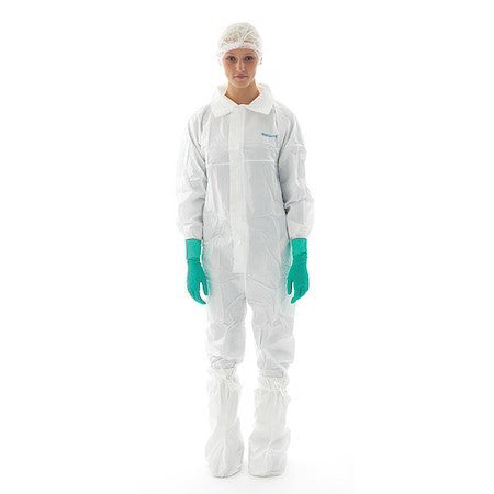 Bioclean Bdcct Disposable Coverall, Collared, M, Non-Porous Film Laminate,