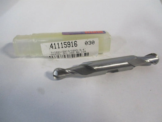 (E211202801) 7/16" x 13/16" x 1/2" x 3-3/4" OAL HSS 2 Flute Ball End Mill 