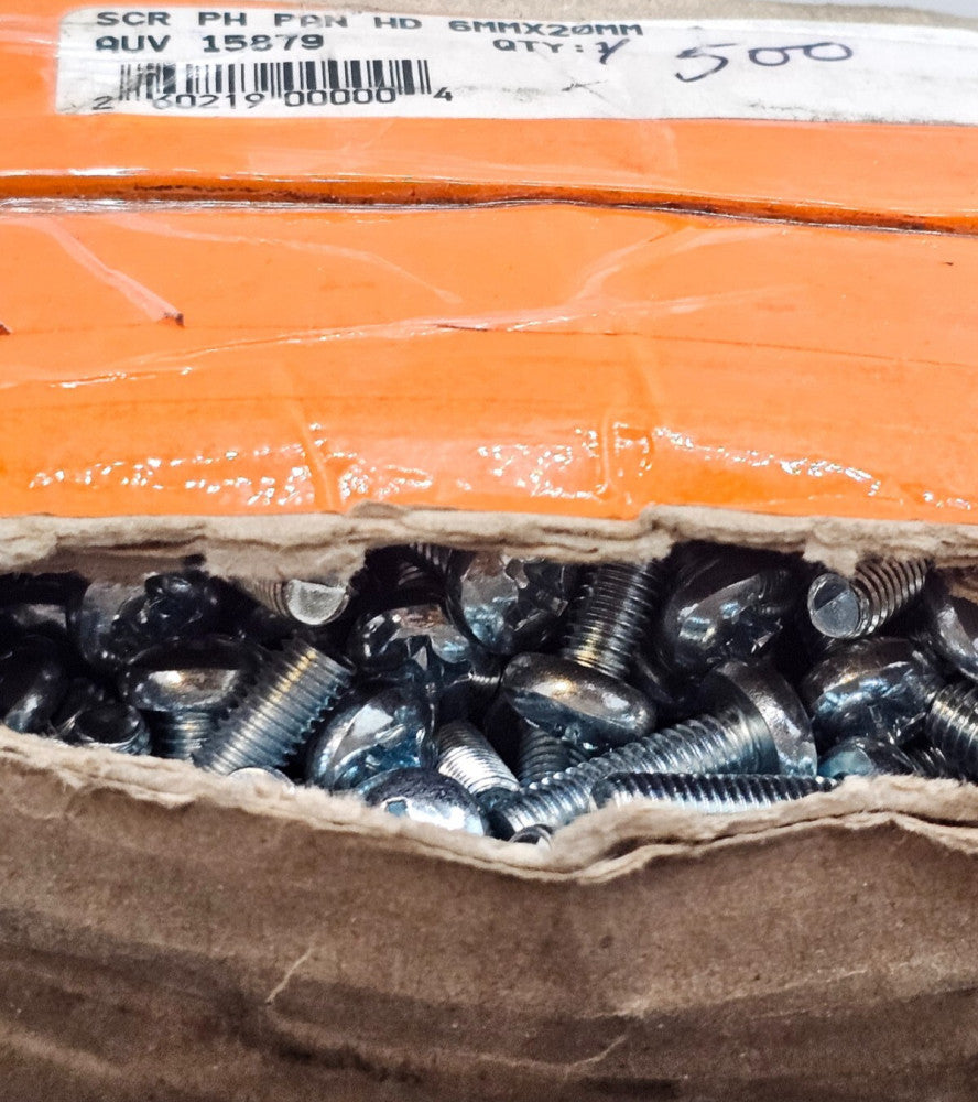 (500 PIECES) AUV 15879 Phillips Pan Head Screws 6mm x 20mm