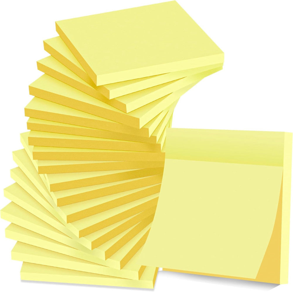 (18 Pack) Sticky Notes 3X3 in Yellow, Strong Adhesive, Clean Removal, Recyclable