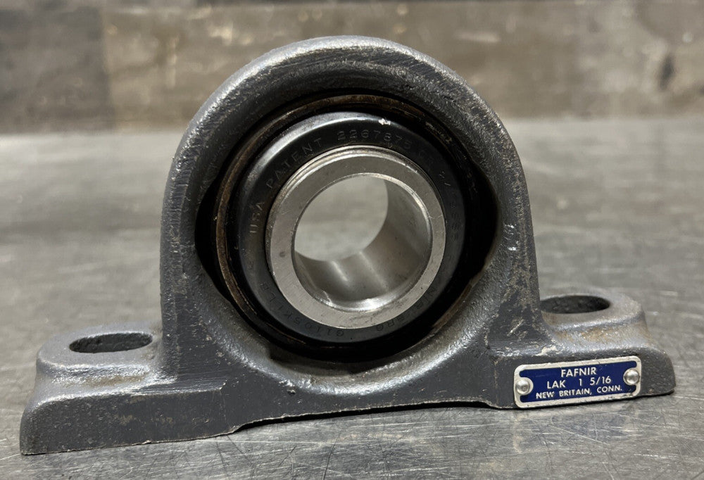 Fafnir LAK 1 5/16 Cast Iron 2-Bolt Ball Bearing Pillow Block Nos Surplus