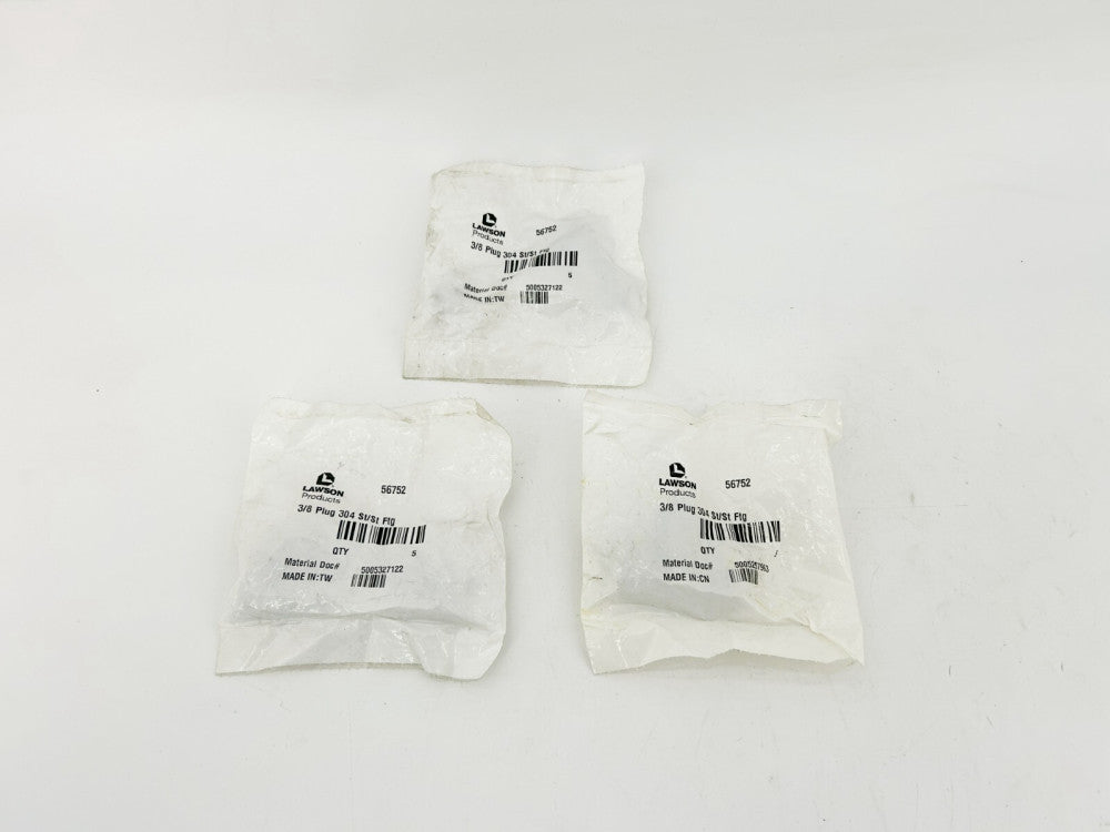 Lot of 15 New Lawson 56752 Square Head Plugs 3/8" 304 Stainless Steel