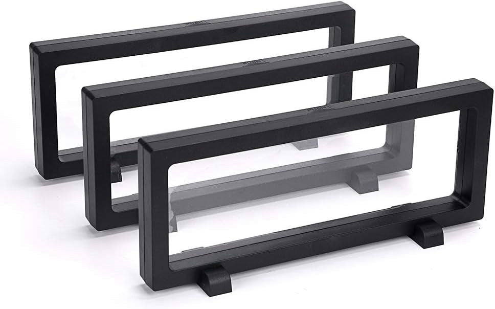 Skelang 3 Pcs 3D Floating Display Case, Black Stand Holder 