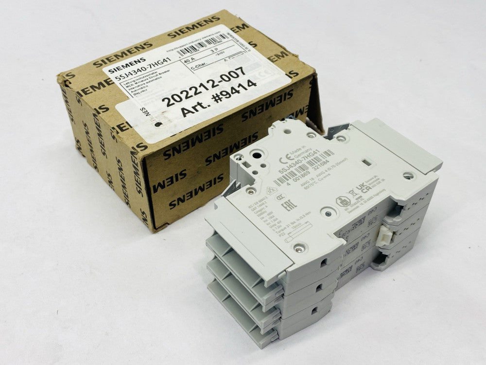 Siemens 5SJ4340-7HG41 Miniature Circuit Breaker 3-Pole 40A 240V