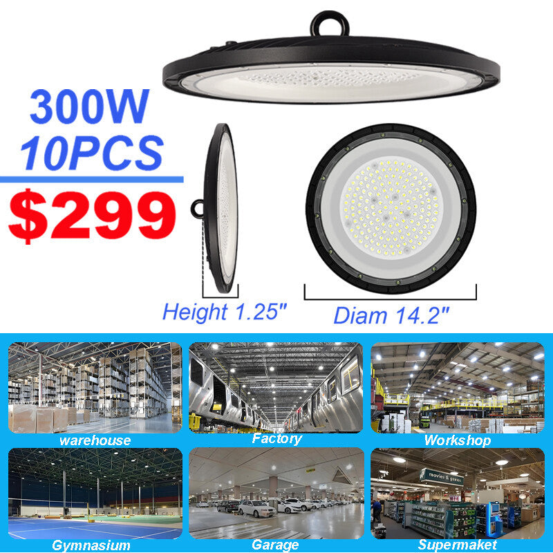 10Pack 200W UFO Led High Bay Light Factory Warehouse GYM Barn Lighting Fixture